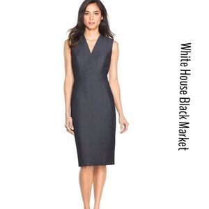 WHBM DENIM SHEATH MIDI DRESS Women’s Size 12 Zip Up Back Business Formal